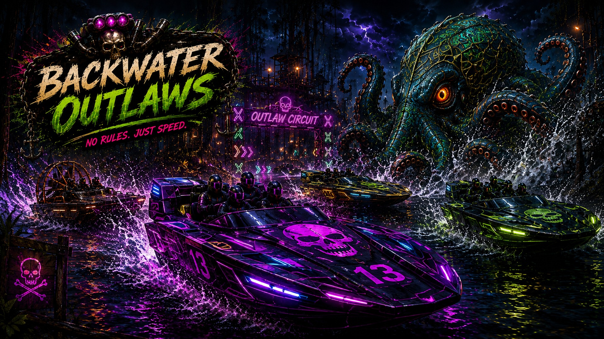 Backwater Outlaws boss race banner art