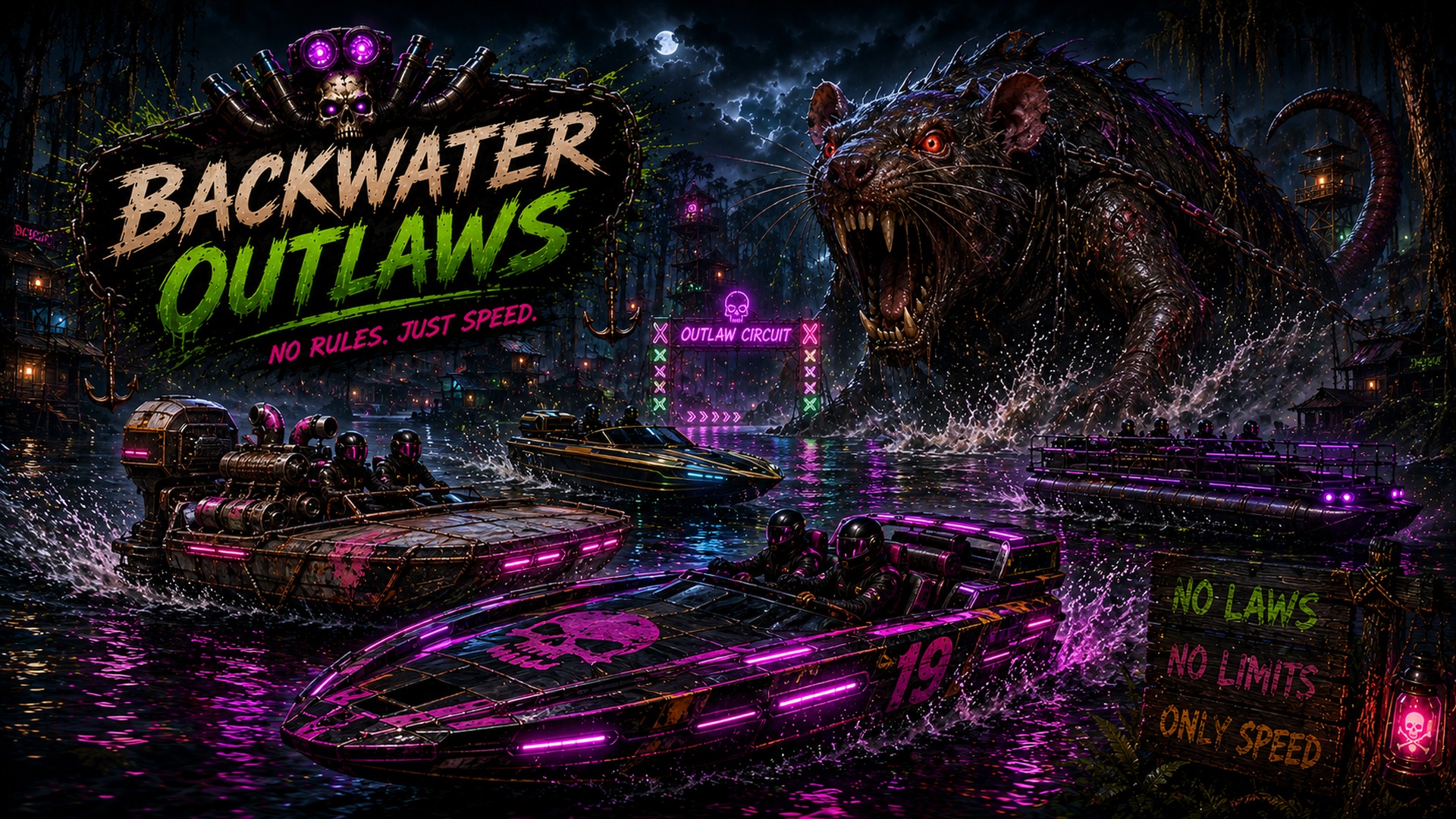 Backwater Outlaws kraken race banner art