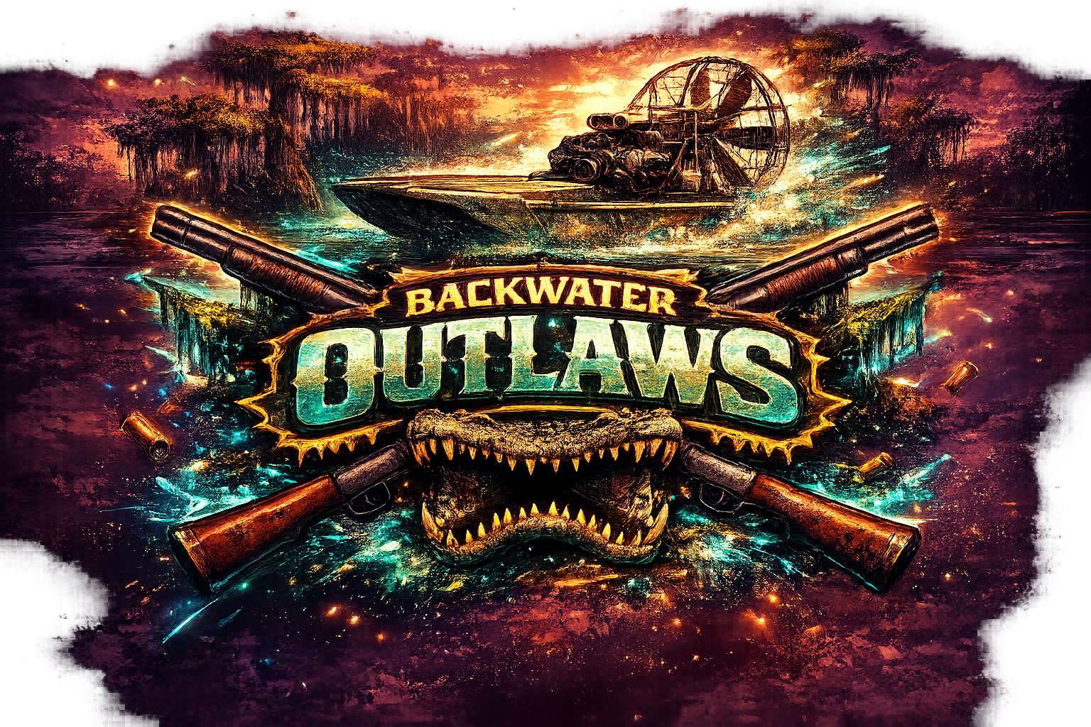 Backwater Outlaws swamp racing art