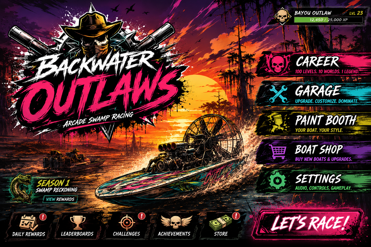 Backwater Outlaws career menu