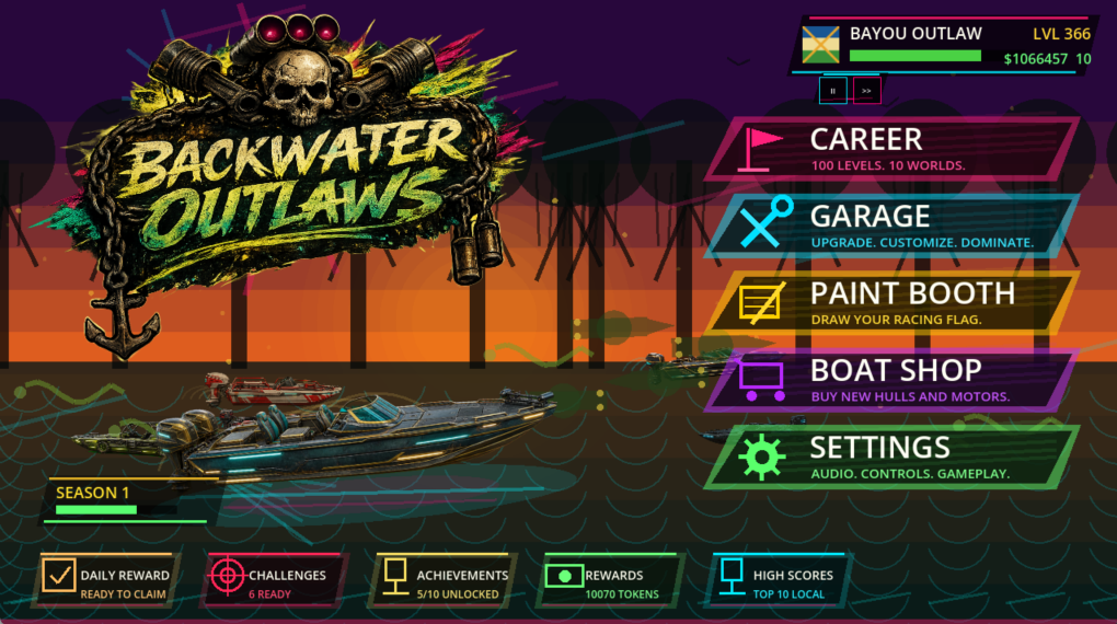 Backwater Outlaws current main menu